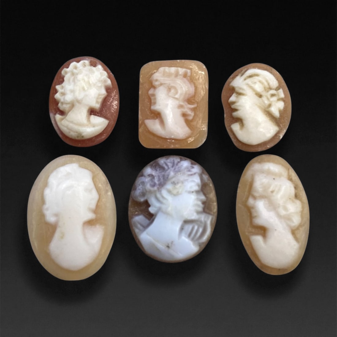 Antique Neoclassical Shell Cameo Group, c. 18th-19th Century, 1-1.5cm, 3g, 41DD (1 of 1)