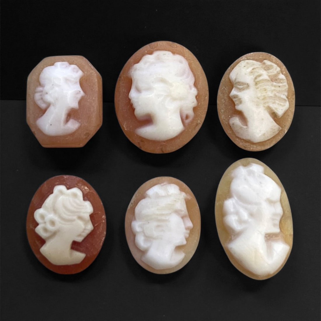 Antique Neoclassical Shell Cameo Group, c. 18th-19th Century, 1cm, 3g, 44DD (1 of 1)