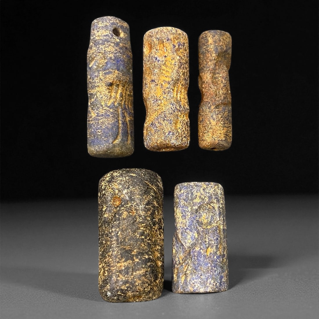 Ancient Akkadian Lapis Lazuli Cylinder Seals, c. 2300-2100 BCE, 2-2.7cm, 67EK (1 of 2)