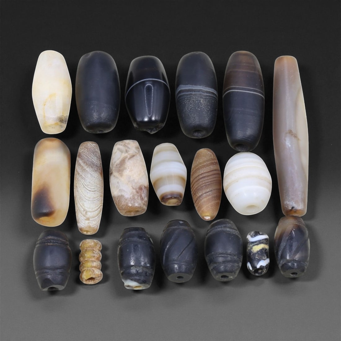 Ancient Medieval Indo-Persian Agate and Onyx Bead Collection, c. 11th-15th Century CE, 1-3.6cm, 60EL (1 of 1)