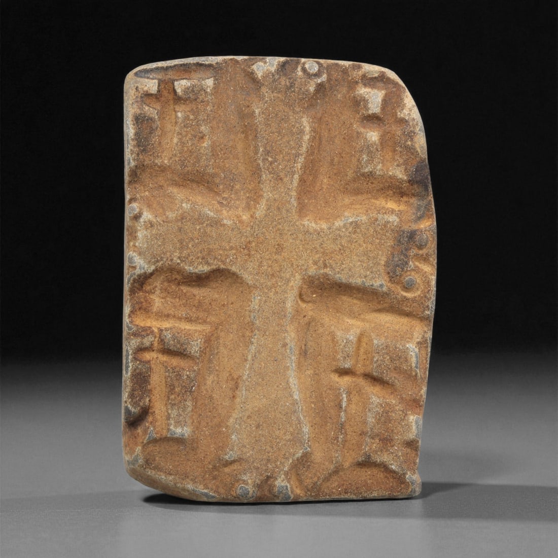 An Early Christian Stone Carved Cross Plaque, 5th-7th Century CE, 17LF (1 of 2)