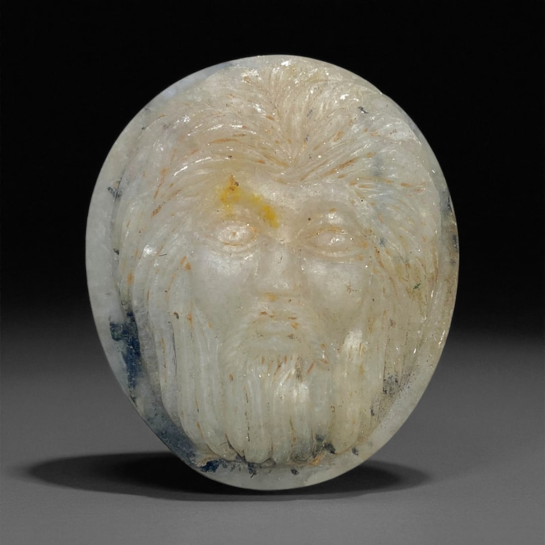 Antique Neoclassical Carved Jade Intaglio of a Bearded Male, c. 18th-19th Century 6cm 75g, 2AA (1 of 2)