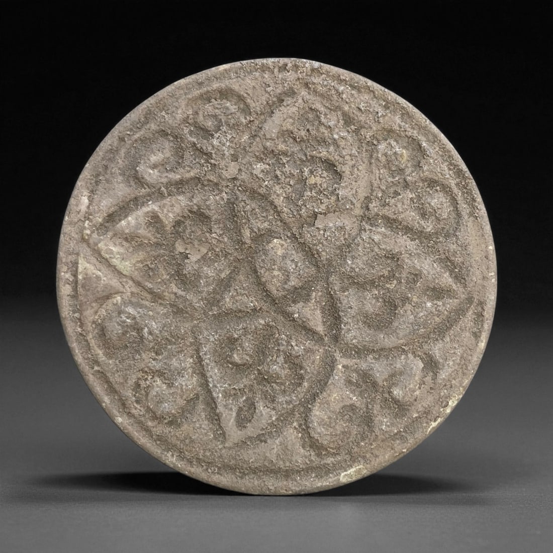 A Medieval European Stone Plaque with Fleur-de-Lis Motif, c. 13th-15th Century CE, 9cm, 106g, 67CC (1 of 2)
