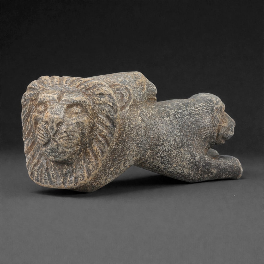 A Syro-Hittite Grey Stone Group of a Lioness, Lion, and Cub, Iron Age, 9th-8th Century BCE, 4LM (1 of 4)