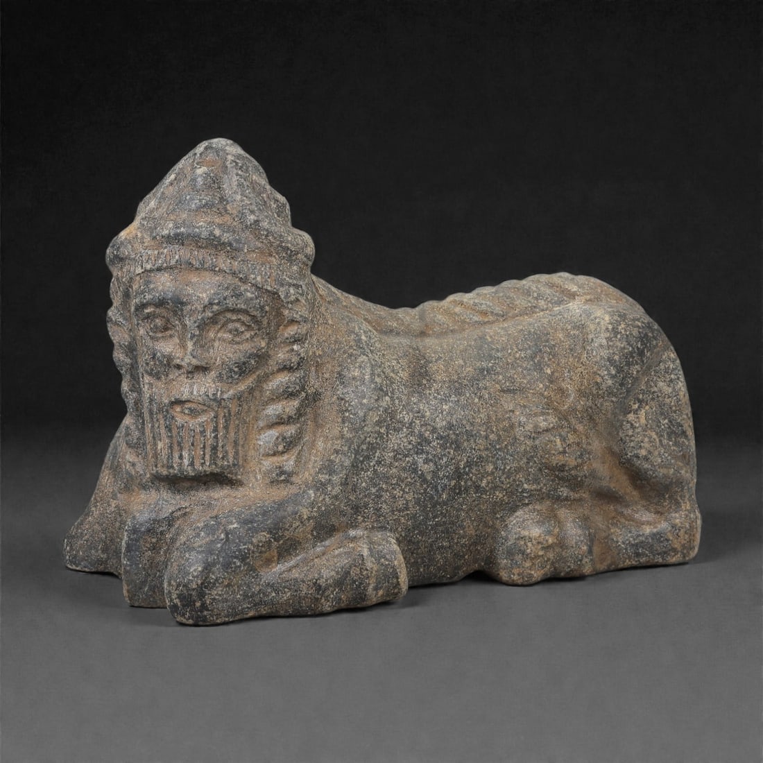 A Mesopotamian Schist Lamassu Figurine, Iron Age, Neo-Assyrian Period, 9th-7th Century BCE, 14ZB (1 of 3)