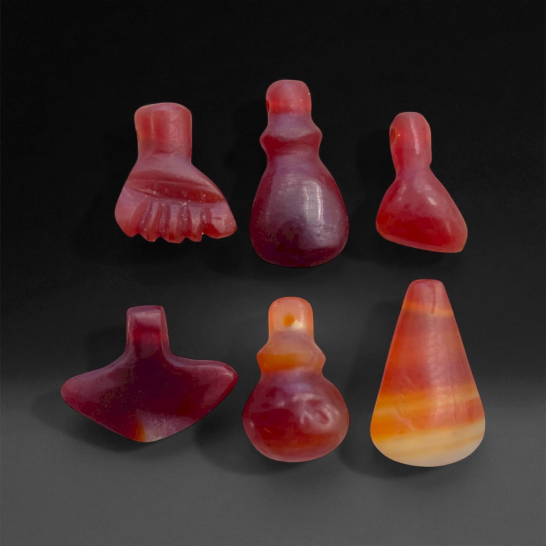 Ancient Coptic Egyptian Carnelian Amulet Group, c. 4th-7th Century CE, 1.5-2cm, 7g, 29DD (1 of 1)