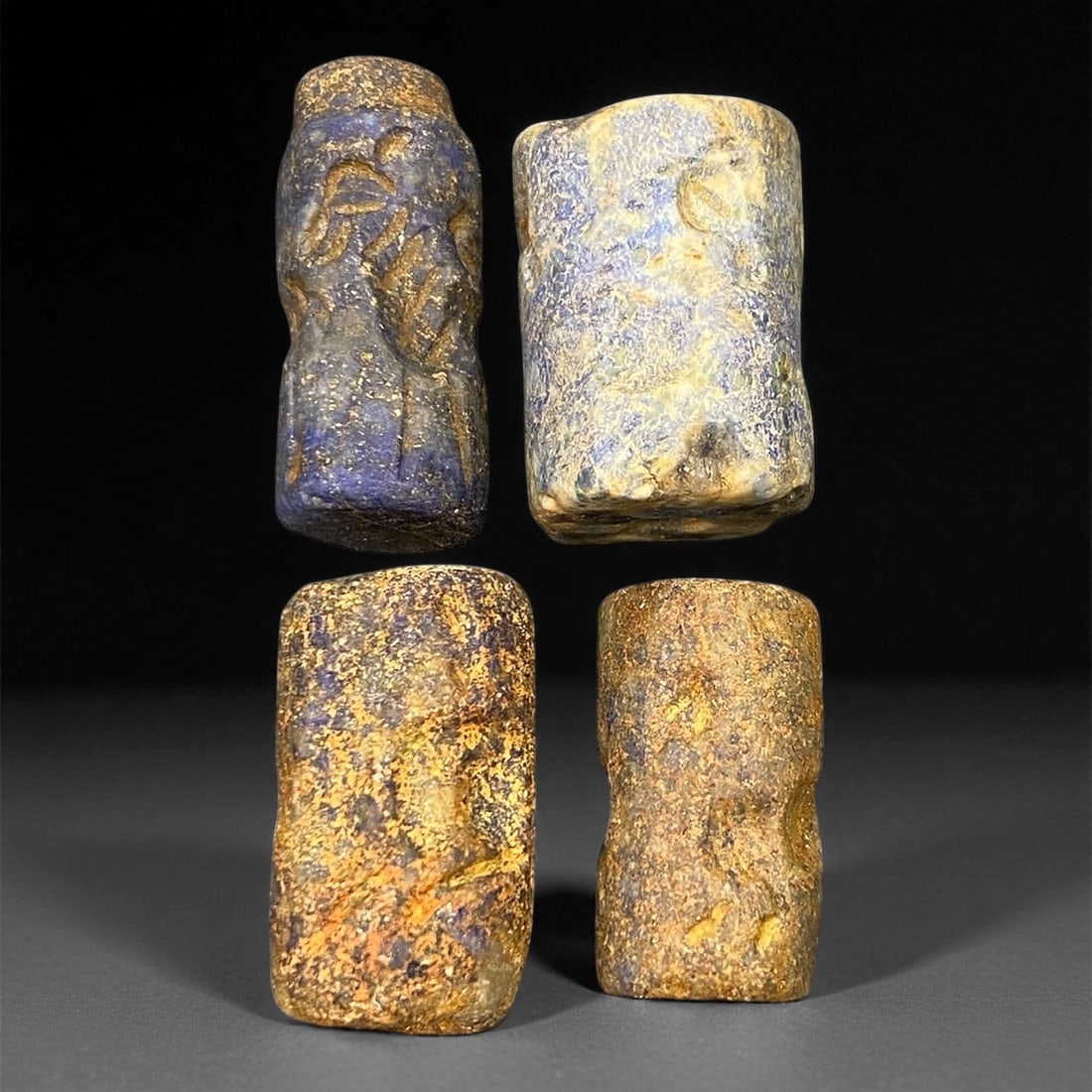 Ancient Akkadian Lapis Lazuli Cylinder Seals, c. 2300-2100 BCE, 1.8-2.2cm, 42EK (1 of 2)