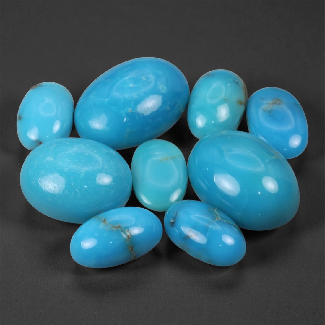 20.63 Carats Bright Blue Turquoise Cabochon Lot - Natural 8-13 mm Oval Stones, 89XB (1 of 1)