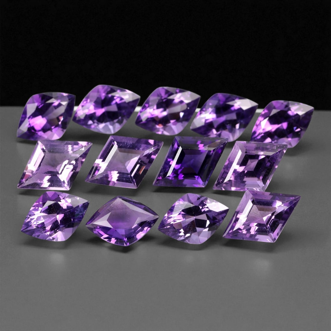 18.25 Carats Royal Purple Amethyst Parcel - Natural Mixed Cuts and Shapes, 3XB (1 of 1)