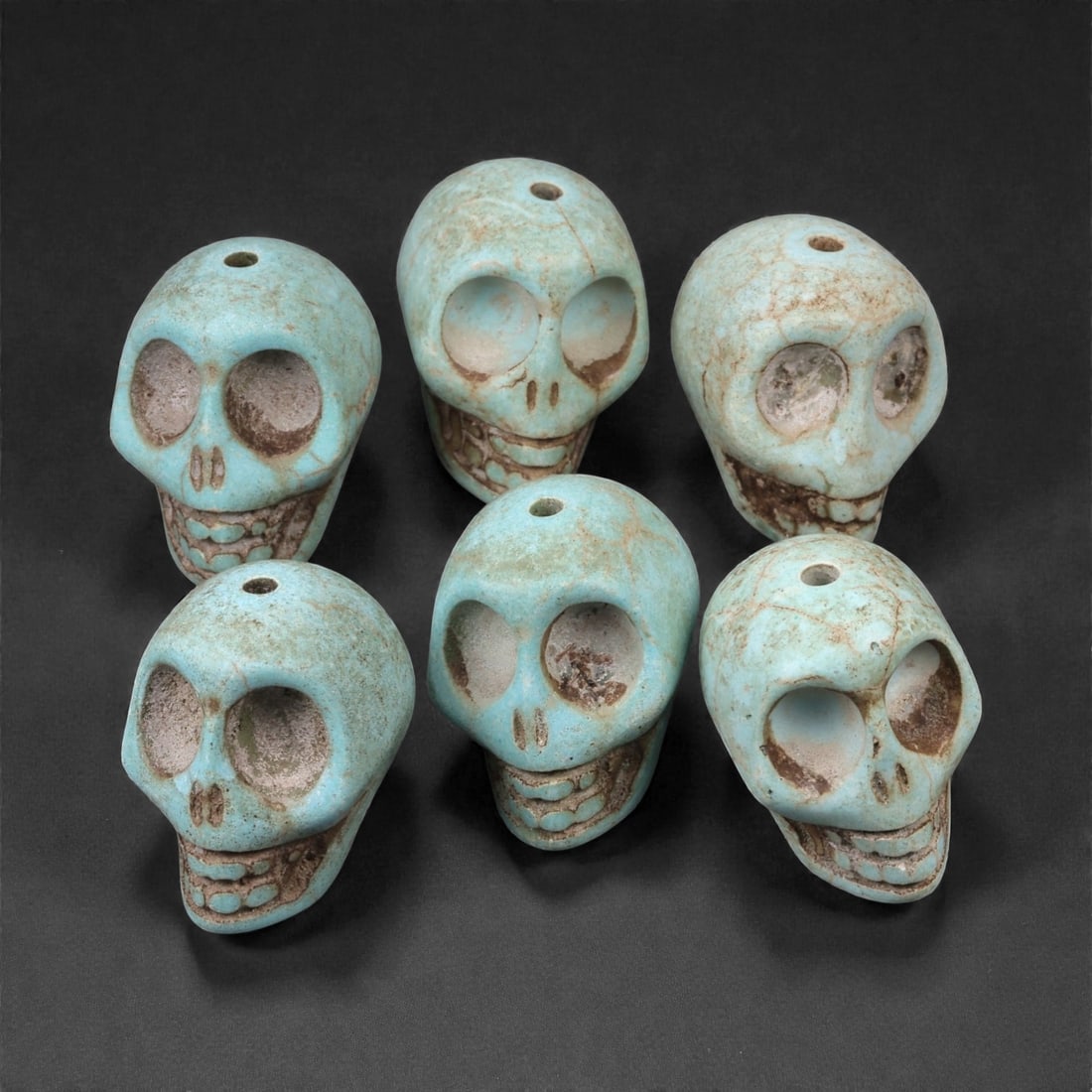 Lot of Tibetan Turquoise Skull Beads, Mid-20th Century, 1.7-2cm, 63LH (1 of 1)