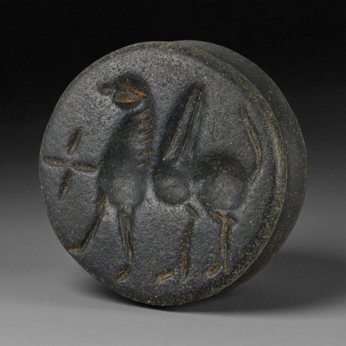 Ancient Near Eastern Double Convex Amulet Bead, c. 2nd-5th Century CE, 3.3cm, 16BH (1 of 2)