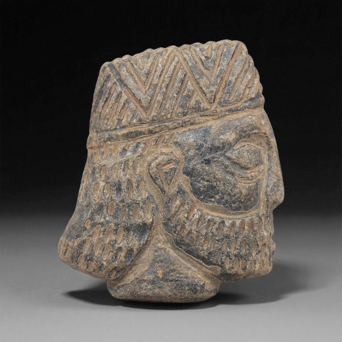 A Near Eastern Stone Male Head, 3rd-2nd Millennium BCE, 82LF (1 of 2)