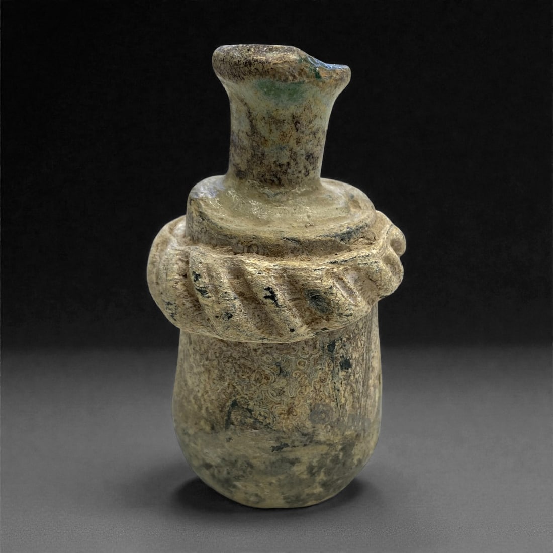 A Roman Levantine Glass Unguentarium with Applied Spiral Trail, 1st Century CE, 160 g, 45AA (1 of 2)