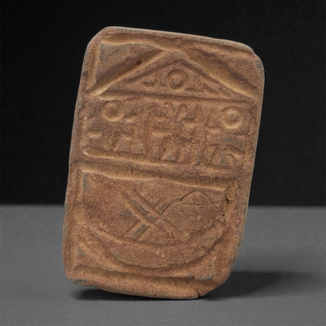 A Byzantine Stone Relief with Architectural and Symbolic Motifs, 10th-12th Century, 32C (1 of 2)