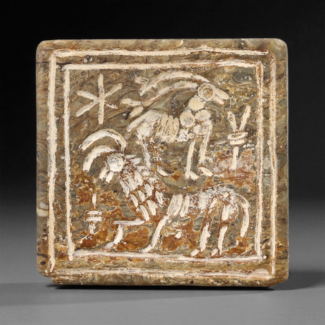 Ancient Akkadian Fossilized Stone Stamp Seal, c. 24th-22nd Century BCE, 3.6cm, 29ES (1 of 2)