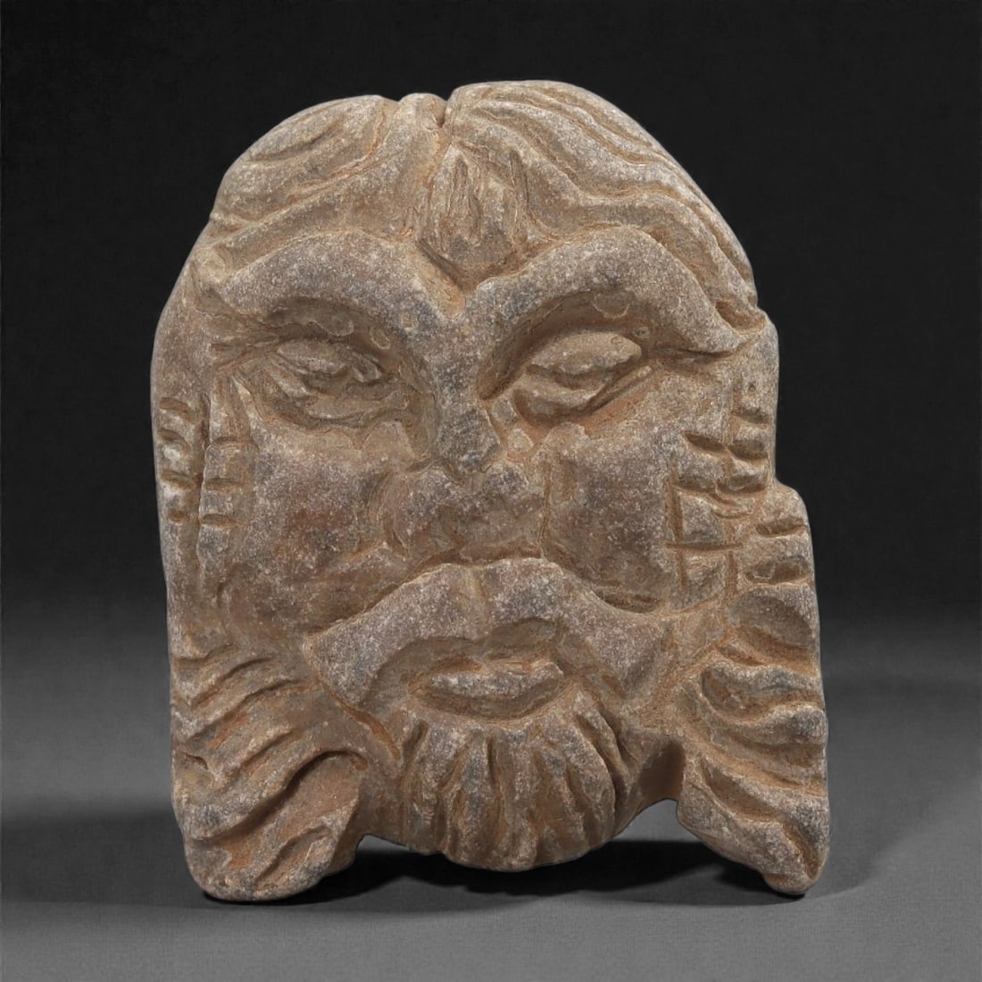 A Byzantine Stone Relief Mask with Bearded Face, 11th-12th Century, 16B (1 of 2)