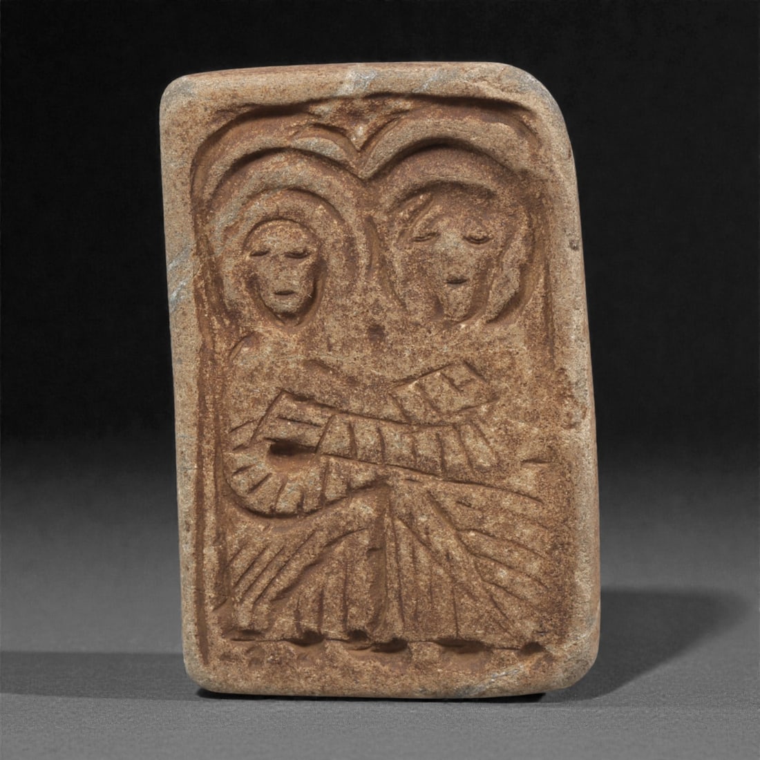 A Byzantine Stone Relief with Two Haloed Figures, 10th-12th Century CE, 41ZC (1 of 2)