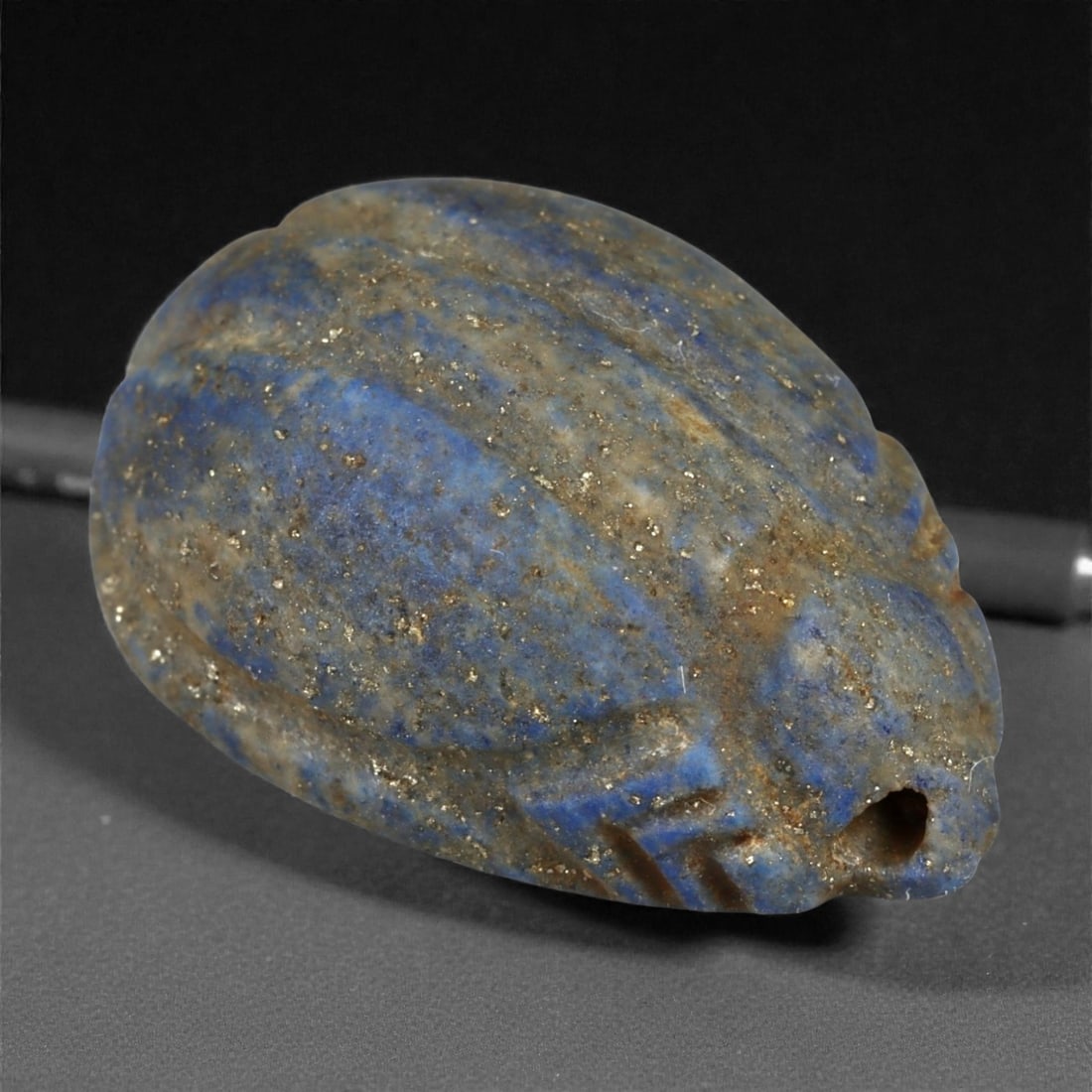 Ancient Egyptian Lapis Lazuli Scarab Amulet, c. New Kingdom 16th-11th Century BCE (2.7 cm), 90A (1 of 3)
