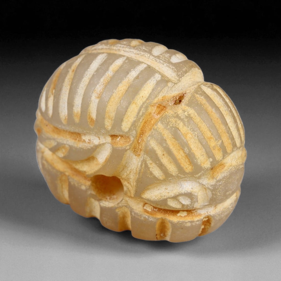 Ancient Coptic Egyptian Calcite Scarab Amulet, c. 4th-6th Century CE 22 mm, 81A (1 of 3)