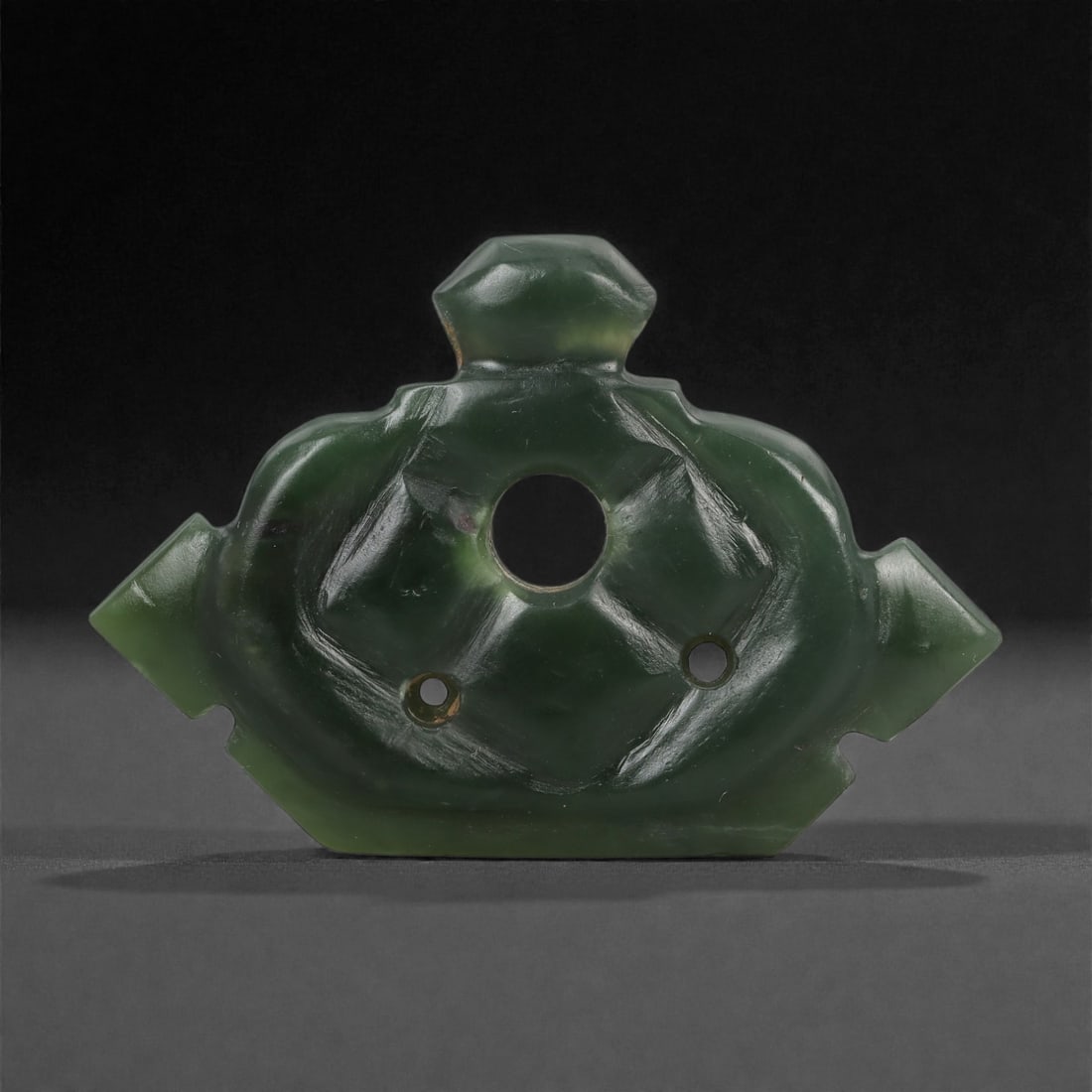An Islamic Green Jade Openwork Plaque, Medieval Period, 12th-14th Century CE, 98LP (1 of 2)