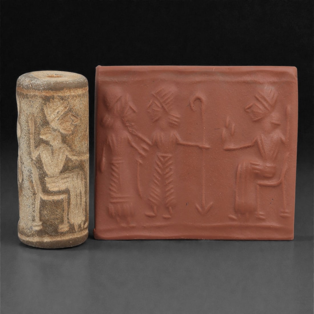 A Near Eastern Stone Cylinder Seal, 3rd Millennium BCE, 3.8cm, 32LM (1 of 2)