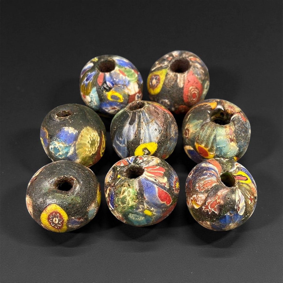 Antique Venetian "End of the Day" Scramble Glass Trade Beads, Mid-20th Century, 1.8-2cm, 69EN (1 of 1)