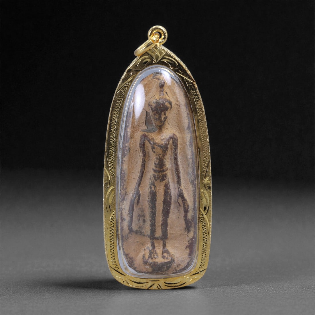 Buddhist Amulet Pendant - Southeast Asian Standing Buddha Plaque, 53L (1 of 2)