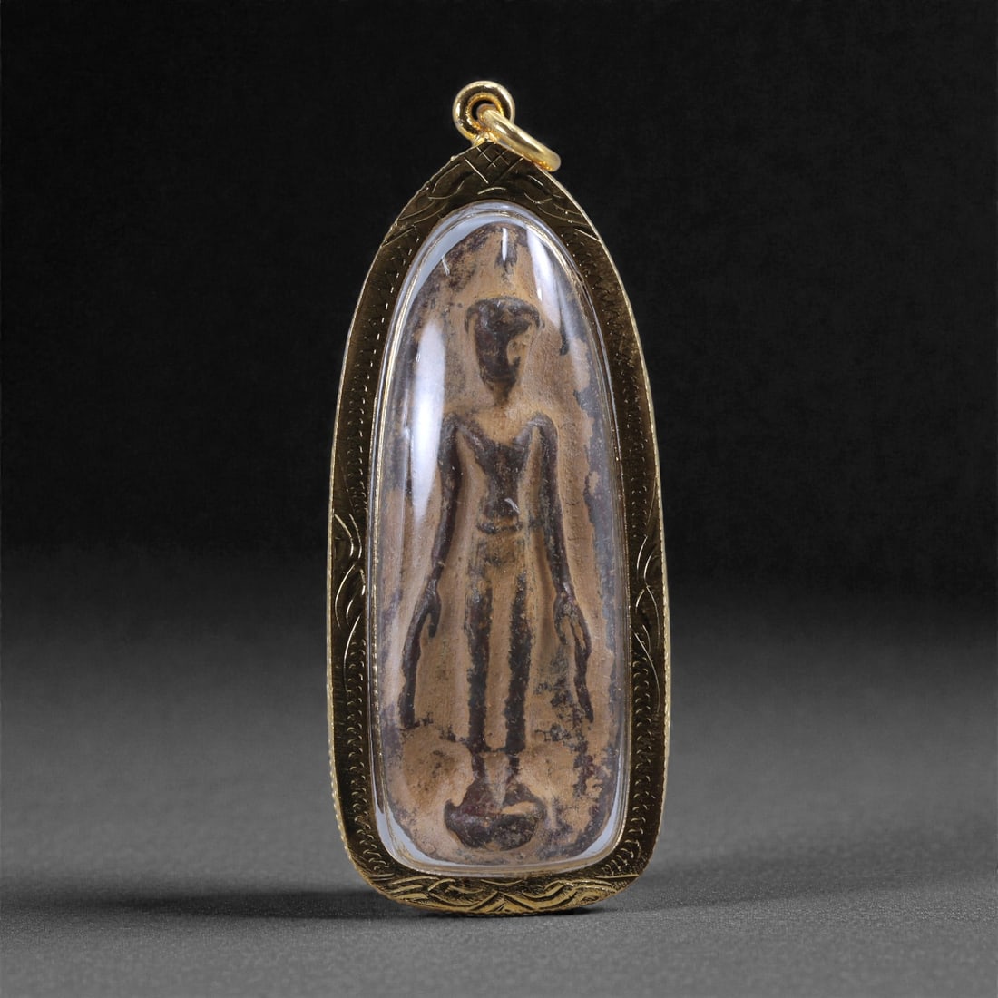 Buddhist Amulet Pendant - Southeast Asian Standing Buddha Plaque, 54L (1 of 2)