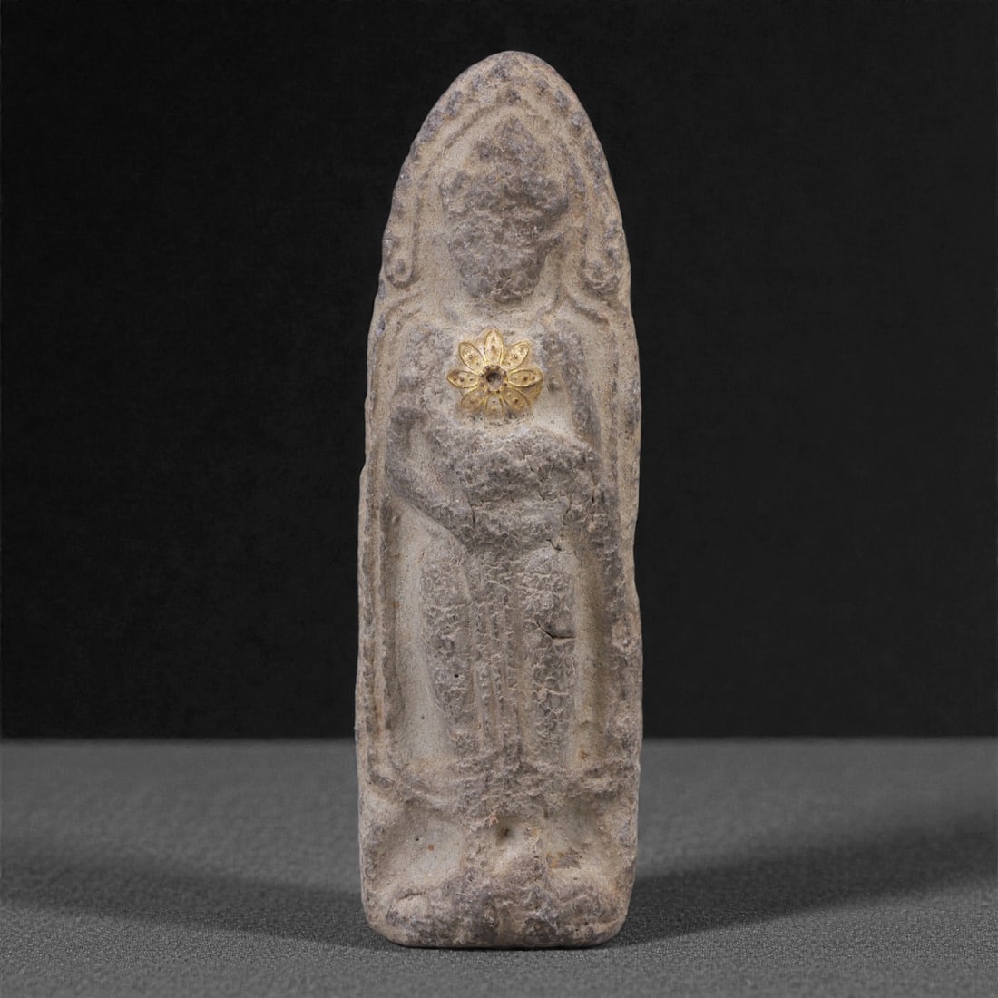 Antique Clay Standing Buddha - Buddhist Votive Figurine, 2X (1 of 2)