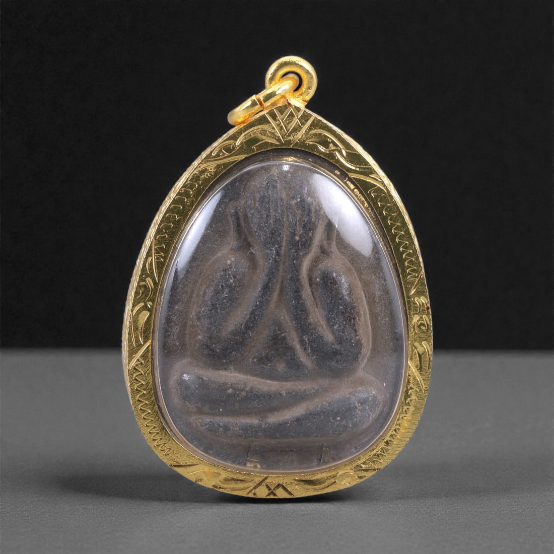 Thai Clay Meditation Amulet - Buddhist Seated Figure, 30X (1 of 2)