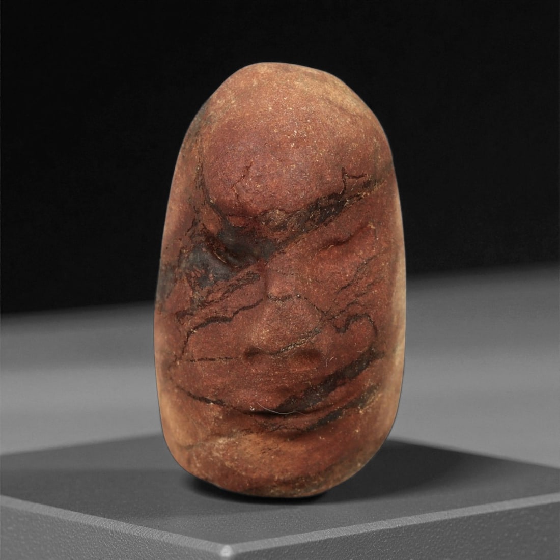 Ancient Medieval Islamic Period Folk Stone Maskette Amulet, c. 10th-13th Century CE, 3.5cm, 89EG (1 of 2)