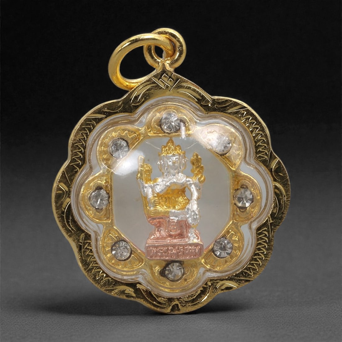 Buddhist Metal Amulet - Gilded Figurine Pendant, 95C (1 of 2)