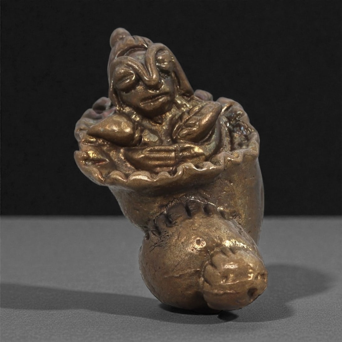 Bronze Female Figure Emerging from Conch - South Asian Icon Figurine, 13D (1 of 3)