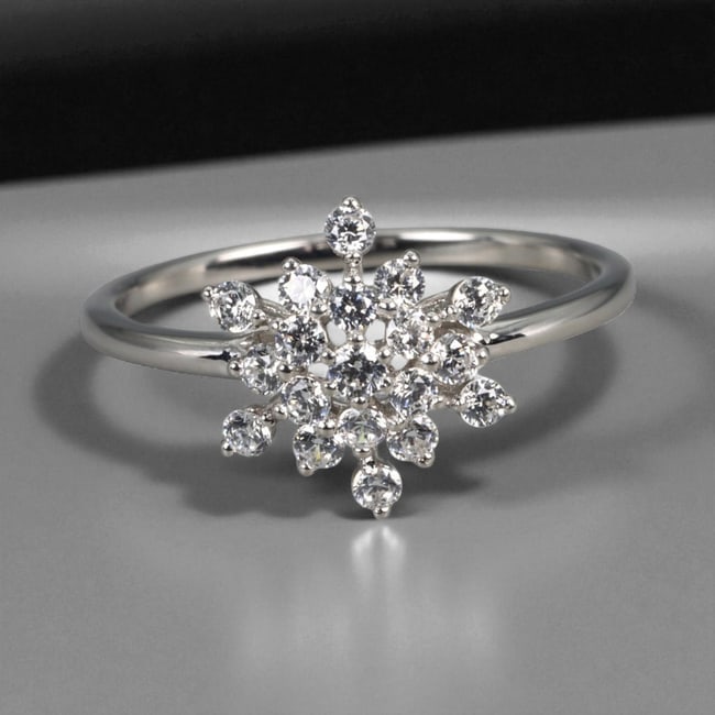Snow Radiance Pattern 925 Silver Ring with Cubic Zirconia, 6.75 US, 6EQ (1 of 3)