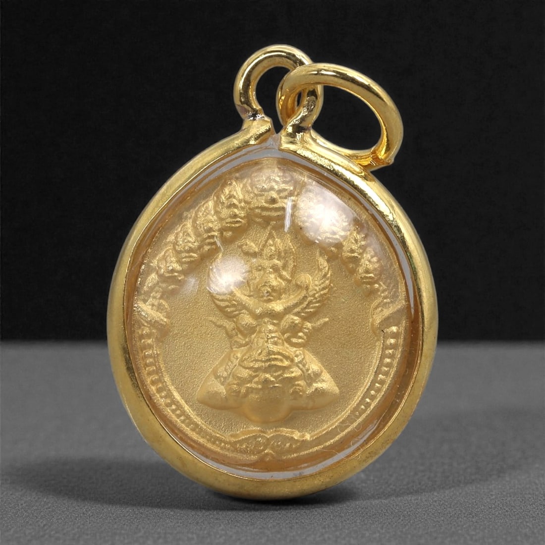Buddhist Gilt Metal Amulet - Garuda Emblem Pendant, 98C (1 of 2)