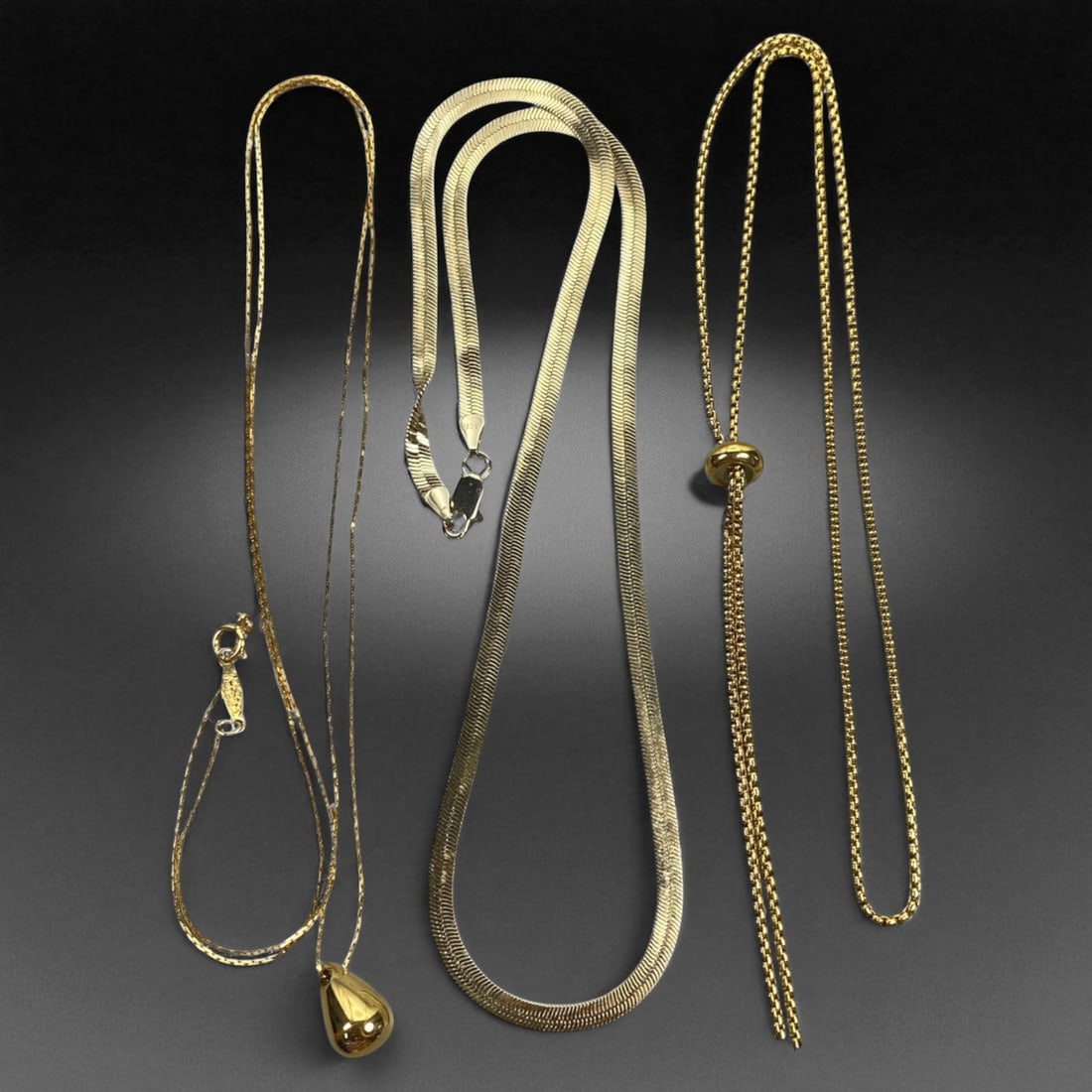 Set of Three Vintage Gold-Tone Chain Necklaces - 23 cm, 88WB (1 of 1)