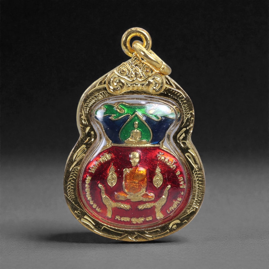 Thai Enamel Monk Amulet - Buddhist Devotional Pendant, 24X (1 of 2)