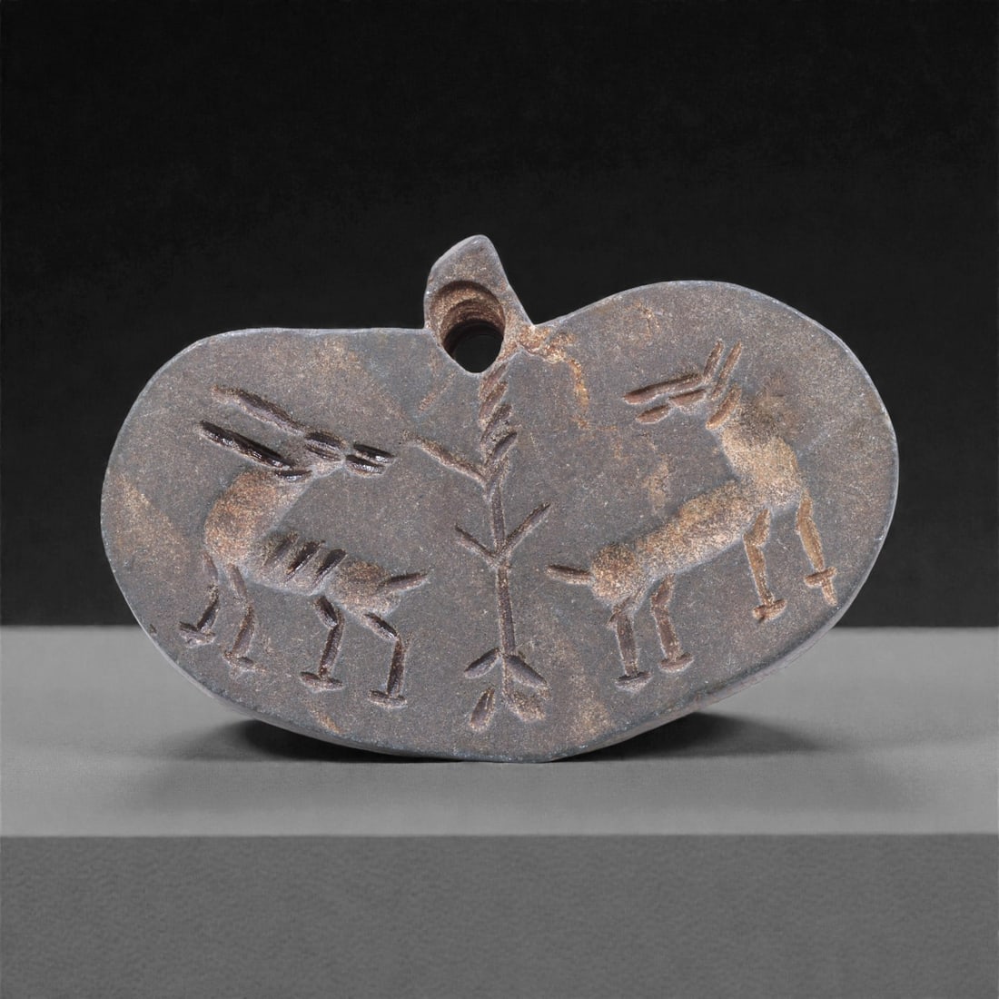 A Near Eastern Stone Amuletic Plaque with Caprids, Early 1st Millennium BCE, 62Q (1 of 2)