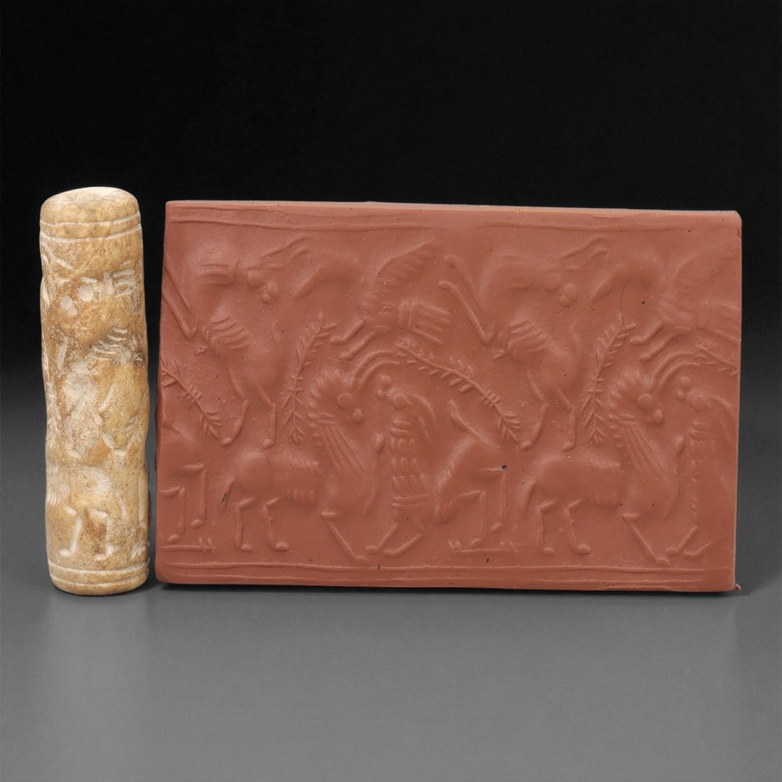 A Near Eastern Stone Cylinder Seal, 2nd-1st Millennium BCE, 3LE (1 of 2)