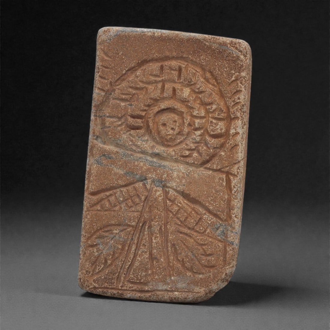 A Byzantine Stone Relief Plaque with Radiant Halo and Figural Motif, 11th-12th Century, 92A (1 of 2)