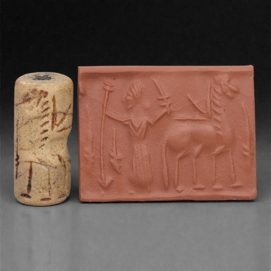 A Near Eastern Stone Cylinder Seal, 3rd Millennium BCE, 3.2cm, 45LJ (1 of 2)
