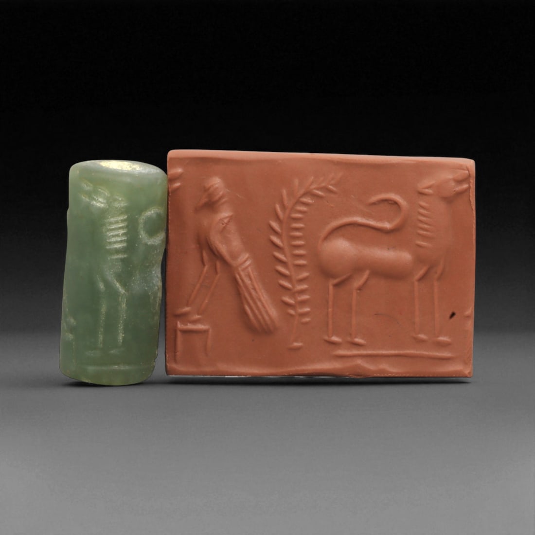 A Mesopotamian Stone Cylinder Seal, 3rd-2nd Millennium BCE, 3cm, 15BE: This authentic cylinder seal from ancient Mesopotamia dates to the 2nd to 1st millennium BCE, a time when the art of carving miniature narratives on stone reached remarkable levels of refinement. Seal