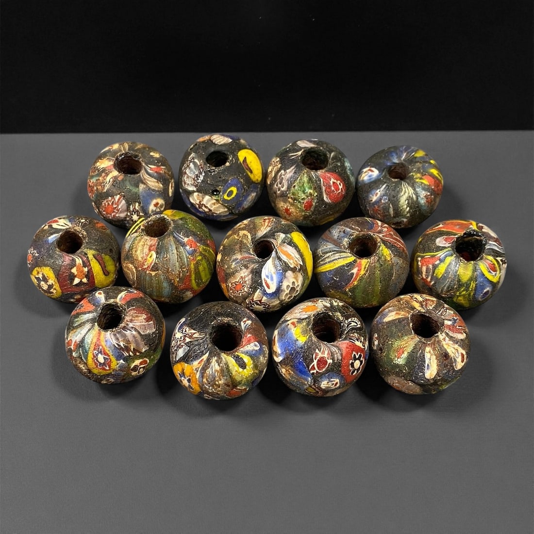 Antique Venetian "End of the Day" Scramble Glass Trade Beads, Mid-20th Century, 2.1-2.2cm, 84C (1 of 1)