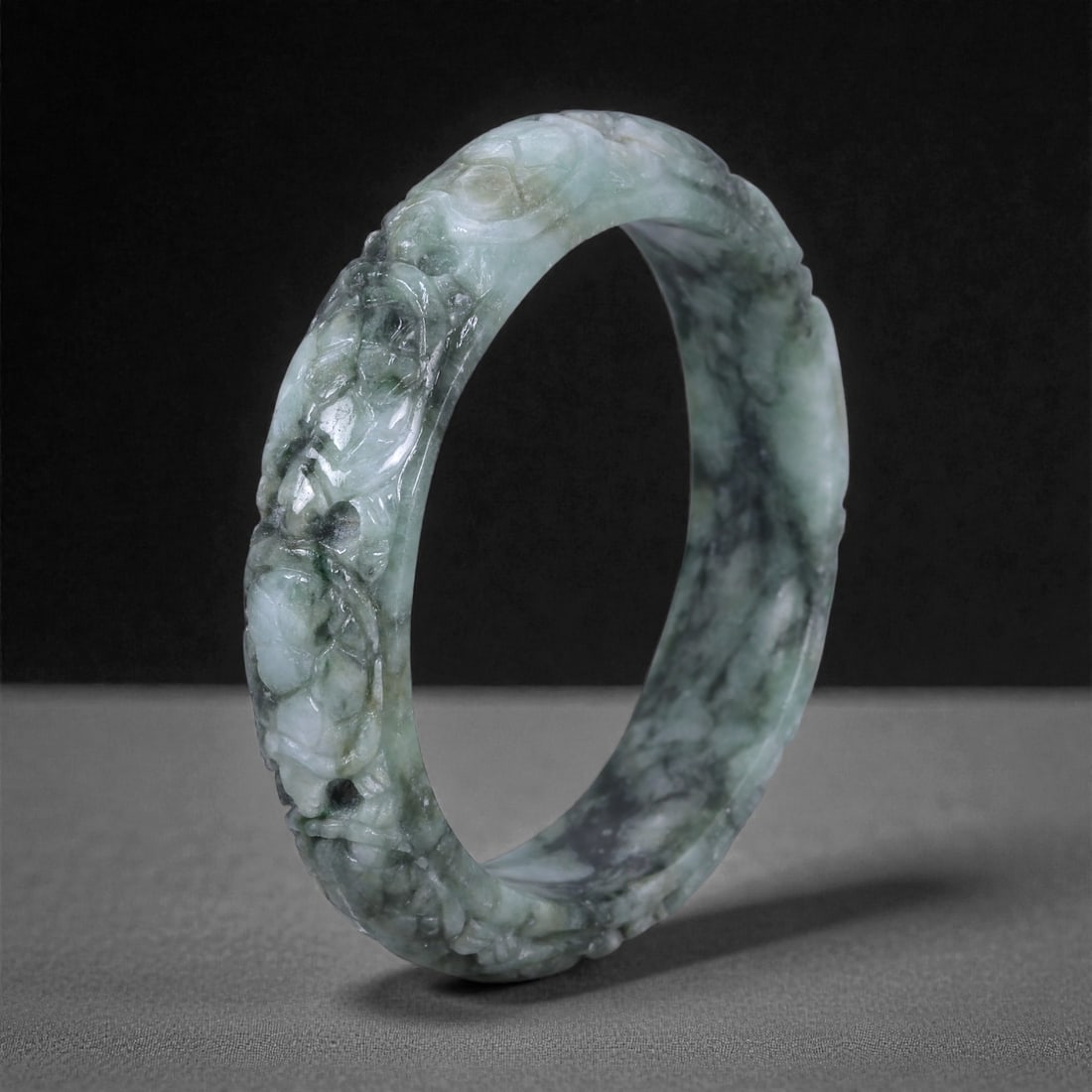 Carved Jade Turtle Bangle - Chinese Style Bracelet, 5WE (1 of 3)