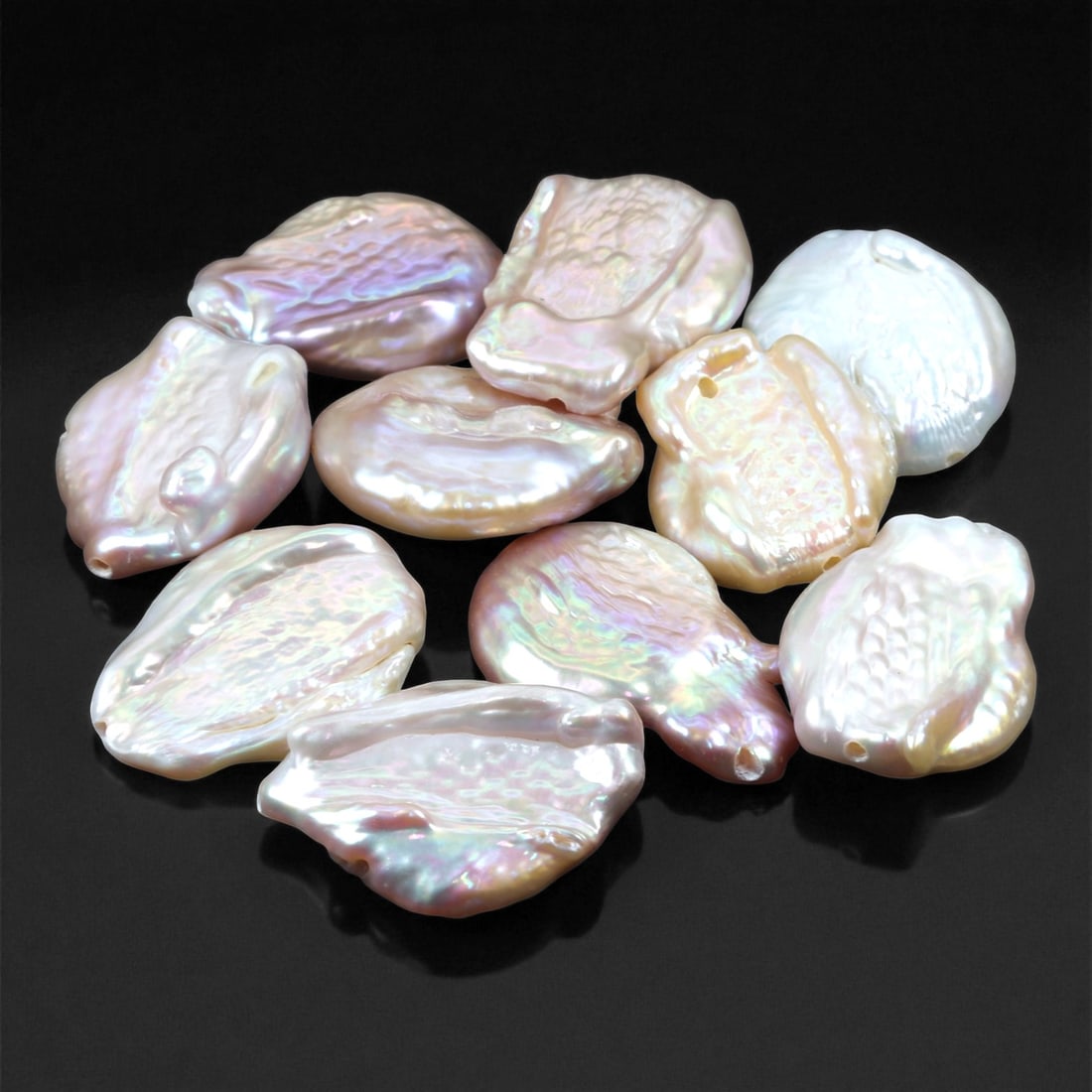 25.82 Grams Iridescent Keshi Pearl Selection - Natural 19-24 mm Freeform Beads, 99XB (1 of 1)