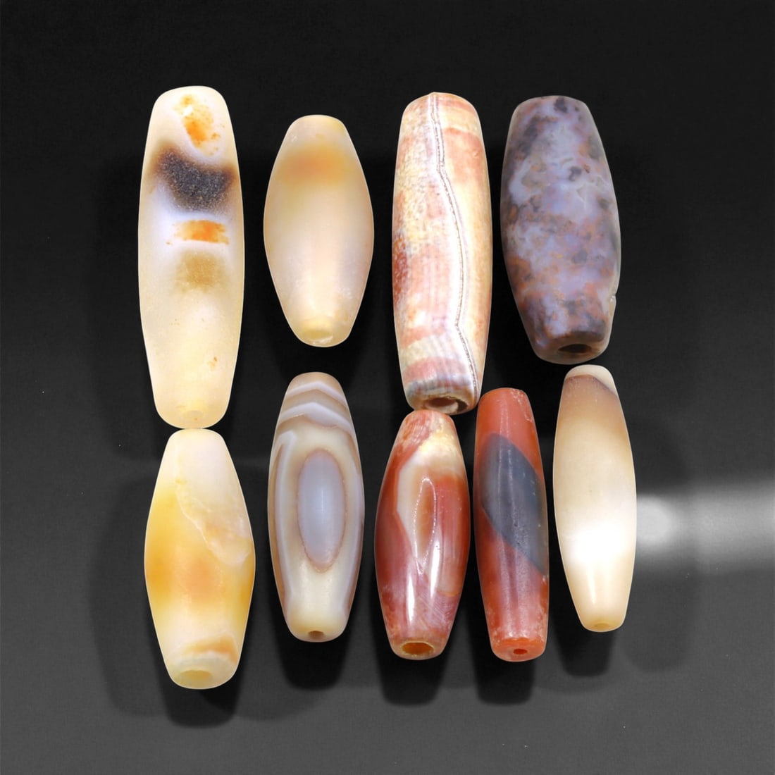 Vintage Tibetan Dzi Agate Beads, c. 20th Century, 2.7-4cm, 56EL (1 of 1)