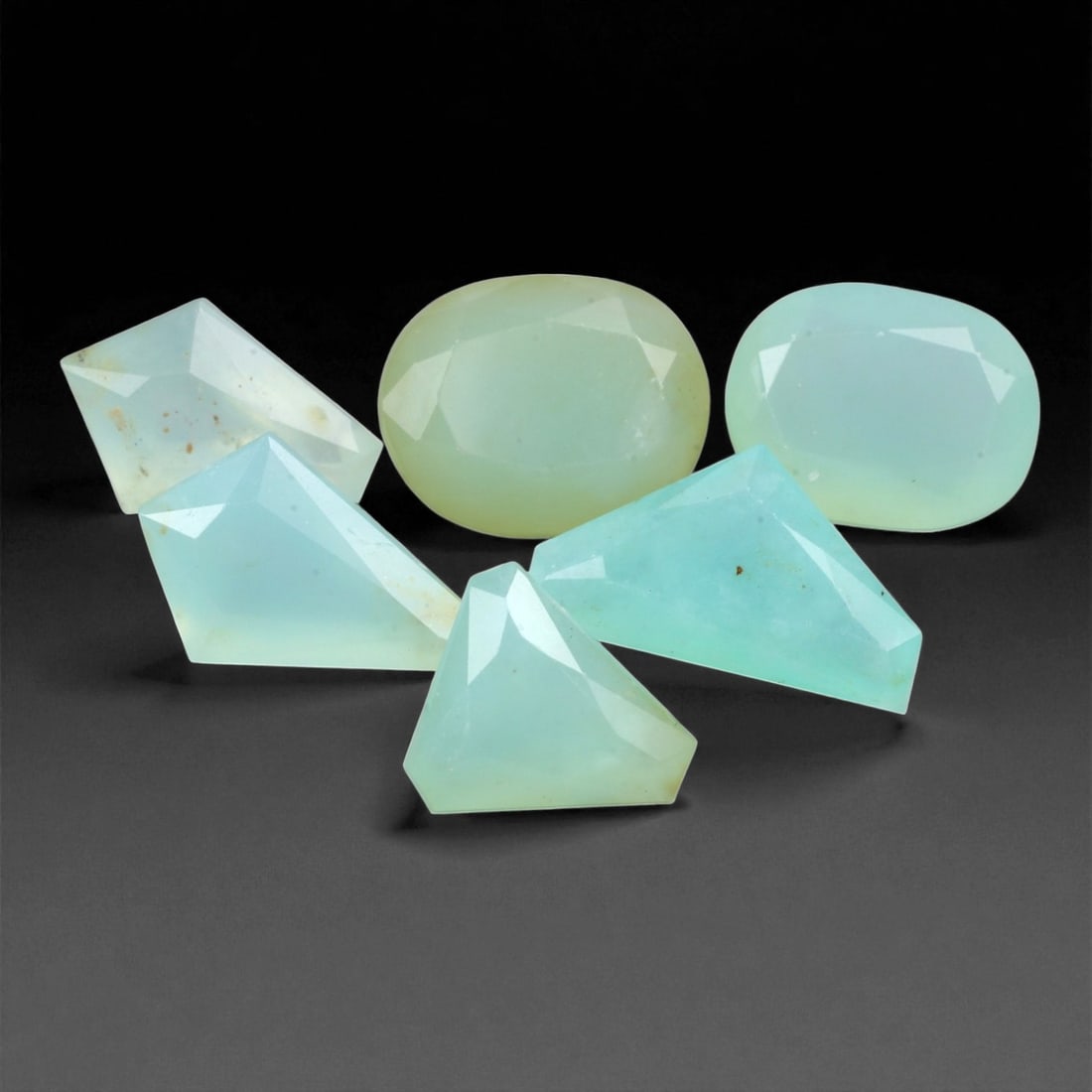 5.82 Carats Soft Mint Green Peruvian Opal Cabochon Pyramid Cuts, 35XC (1 of 1)