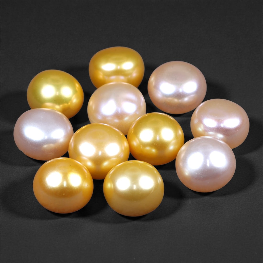 6.44 Grams Multicolor Freshwater Pearl Lot - Natural 7-8mm Rounds, 46XB: This luminous collection of freshwater pearls totals 6.44 grams and includes eleven round specimens ranging from 7 to 8 mm. Showcasing a warm and elegant palette of golden honey, peach blush, soft lav