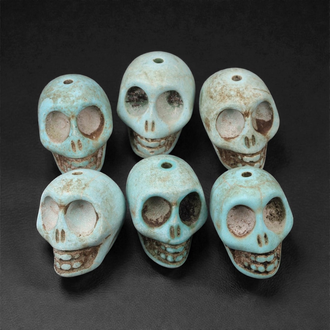 Lot of Tibetan Turquoise Skull Beads, Mid-20th Century, 2cm, 70LH (1 of 1)