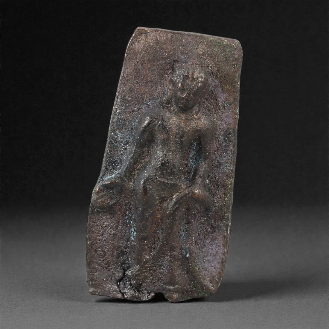 A Thai Copper Alloy Seated Buddha Plaque, Late Ayutthaya-Early Rattanakosin, 18th-19th C., 2LS (1 of 2)